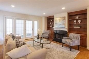 living room with hardwood / wood-style floors