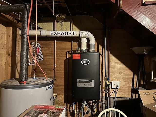 utility room with water heater