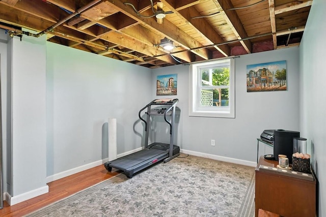 683 Rogers Ave, West Springfield, MA 01089 - workout area featuring wood finished floors and wooden ceiling