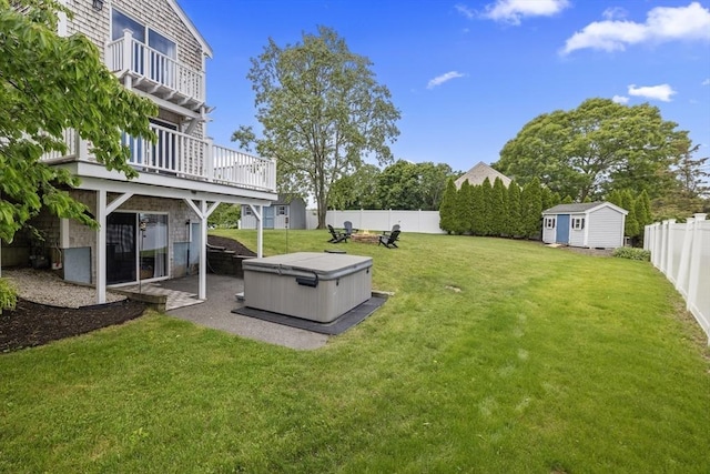 1137 Ferry St, Marshfield, MA 02050 - view of yard featuring a hot tub, a deck, and a patio