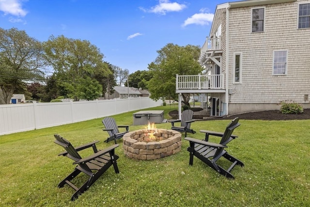1137 Ferry St, Marshfield, MA 02050 - view of yard featuring a fire pit