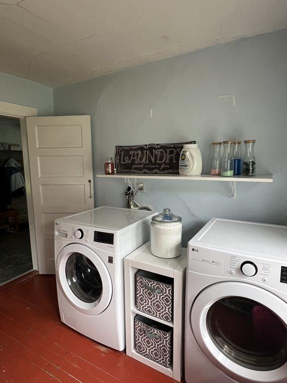 34 Old Bernardston Rd, Northfield, MA 01360 - laundry room featuring hardwood / wood-style flooring and separate washer and dryer