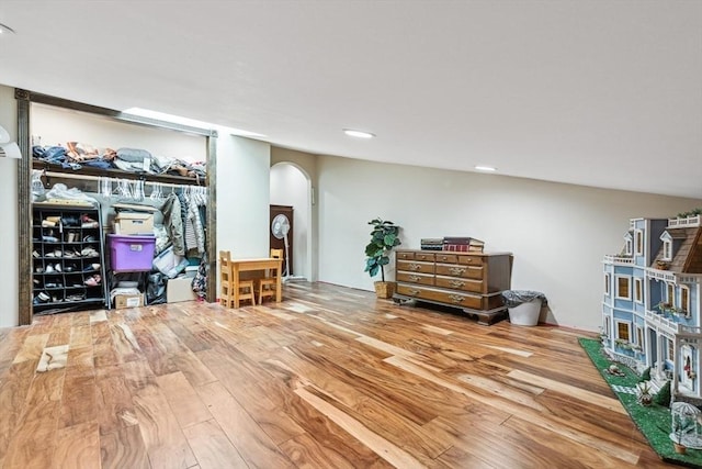 2 Orchard St, Berkley, MA 02779 - interior space with arched walkways, wood-type flooring, and recessed lighting