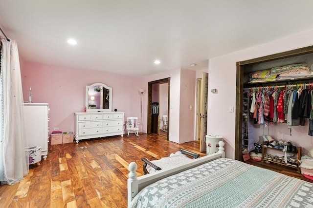 2 Orchard St, Berkley, MA 02779 - bedroom with a closet, wood finished floors, and recessed lighting