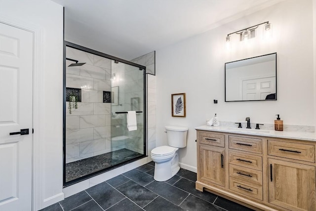438 Granite St, Worcester, MA 01604 - full bath featuring vanity, a shower stall, and tile patterned floors