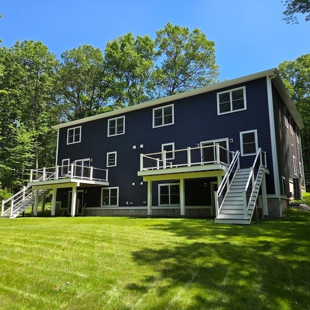 438 Granite St, Worcester, MA 01604 - back of house featuring stairs, a deck, and a yard