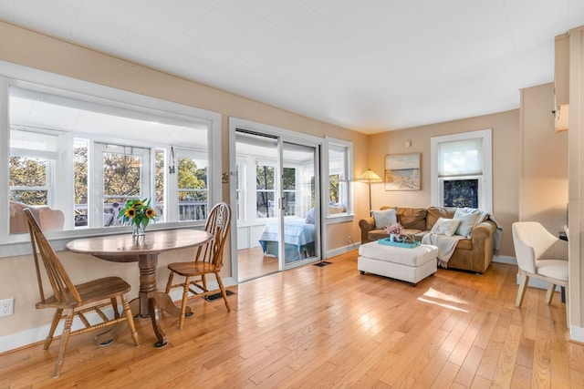 living room with light wood-type flooring