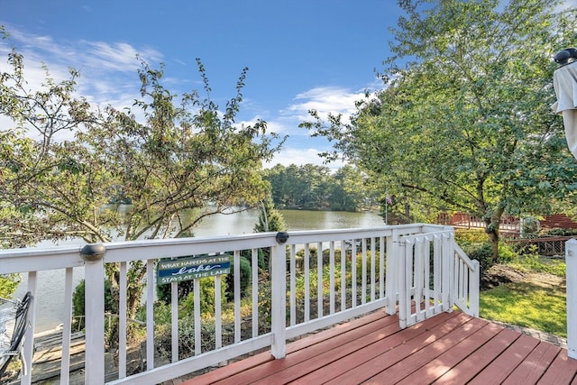 deck with a water view