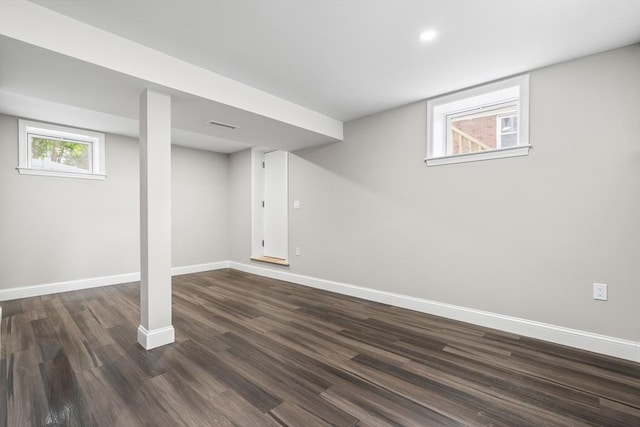 11 Bishop Rd Unit 11, Quincy, MA 02170 - below grade area with baseboards, dark wood-style flooring, and recessed lighting