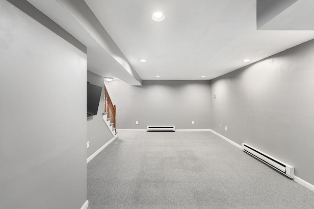 2 Colonial Dr Unit 2, Norton, MA 02766 - finished below grade area with baseboard heating, recessed lighting, stairway, and carpet flooring