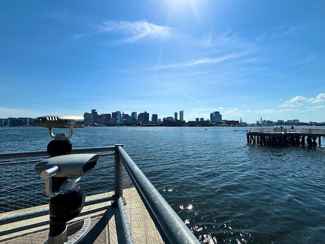 view of dock featuring a water view