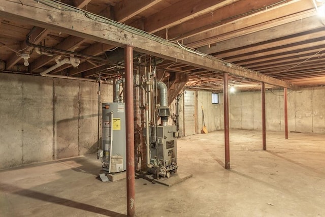 basement with water heater