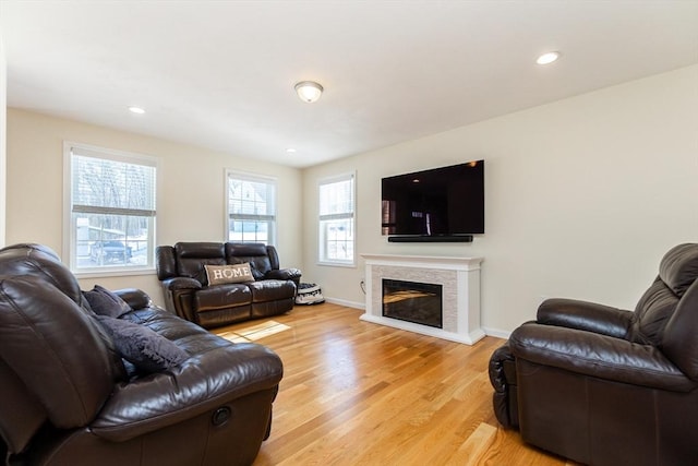 living room with light wood-type flooring