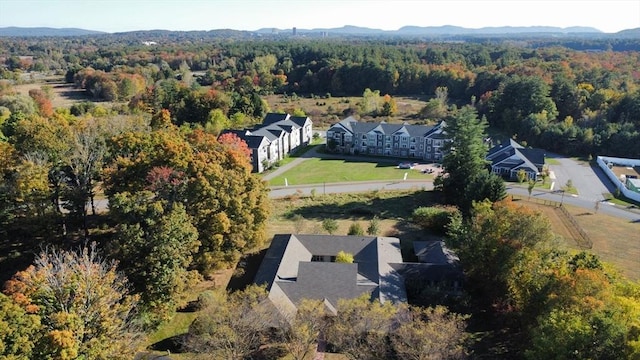 drone / aerial view with a residential view and a mountain view