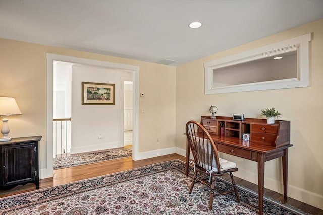 office featuring hardwood / wood-style flooring