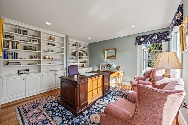 office with hardwood / wood-style floors