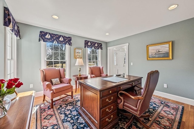 office featuring hardwood / wood-style flooring