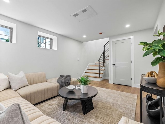 living room featuring light hardwood / wood-style floors