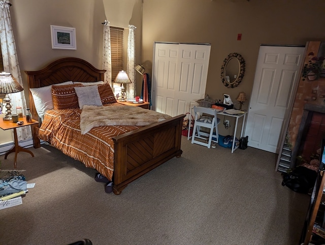 carpeted bedroom with a closet