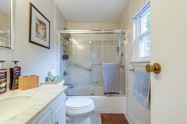 6 Loring Hills Ave Unit G4, Salem, MA 01970 - full bath featuring vanity, enclosed tub / shower combo, tile patterned flooring, and toilet