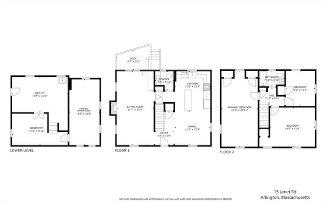 15 Janet Rd, Arlington, MA 02474 - property floor plan