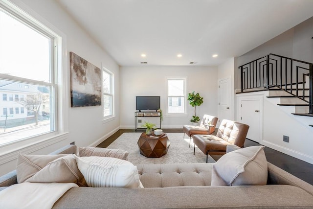 living room featuring wood-type flooring