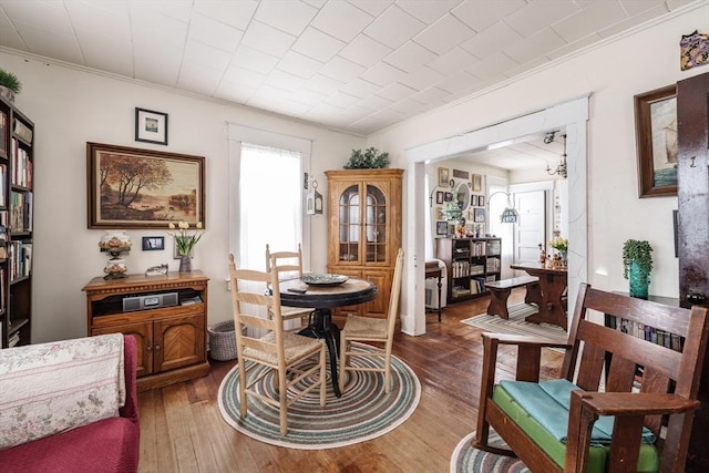 58 Field St, West Springfield, MA 01089 - dining room with crown molding and hardwood / wood-style flooring