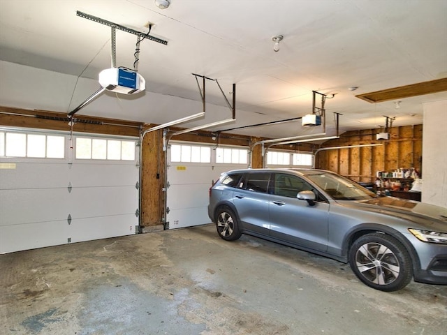 garage with a garage door opener