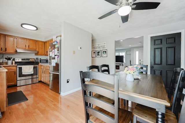 34 Lowell Rd Unit 21, Pepperell, MA 01463 - dining space featuring a ceiling fan and light wood-style flooring
