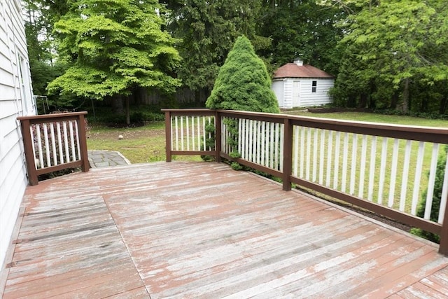 118 Dudley Ln, Milton, MA 02186 - wooden deck featuring an outbuilding and a yard