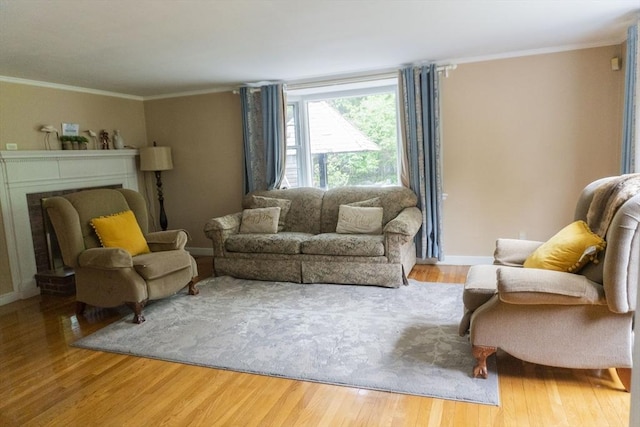 118 Dudley Ln, Milton, MA 02186 - living room with wood finished floors, crown molding, baseboards, and a fireplace