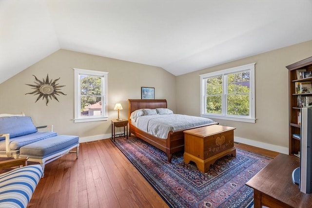 25 Richard Ln, Eastham, MA 02642 - bedroom with lofted ceiling, multiple windows, and hardwood / wood-style floors