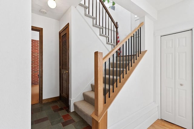 stairway with baseboards