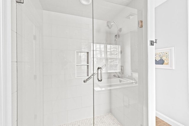 90 Chittenden Ln Unit 90, Cohasset, MA 02025 - bathroom with a shower stall and baseboards