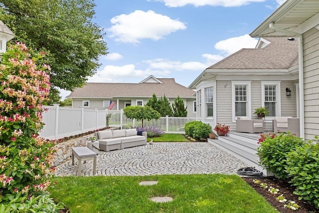 90 Chittenden Ln Unit 90, Cohasset, MA 02025 - view of yard with an outdoor hangout area and a patio