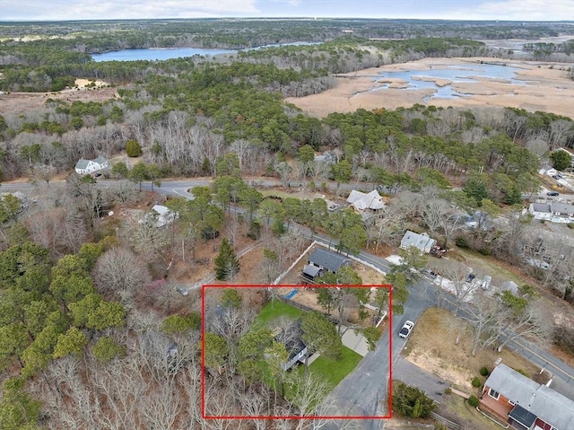 6 Raintree Rd, Dennis, MA 02639 - view of property location with property parcel outlined and a large body of water