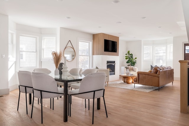 dining room with light hardwood / wood-style floors