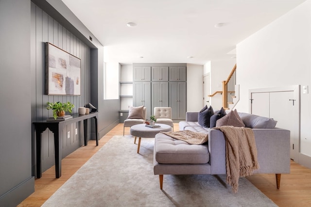 living room featuring light wood-type flooring