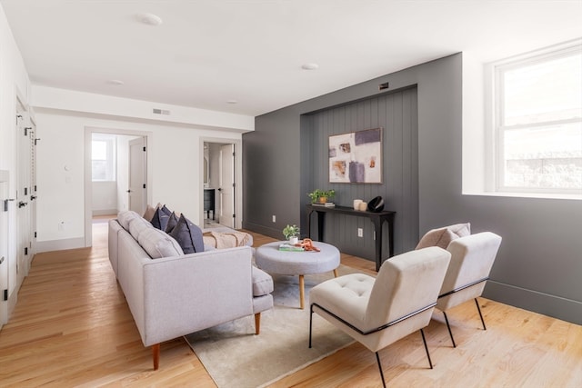 living room featuring light hardwood / wood-style flooring