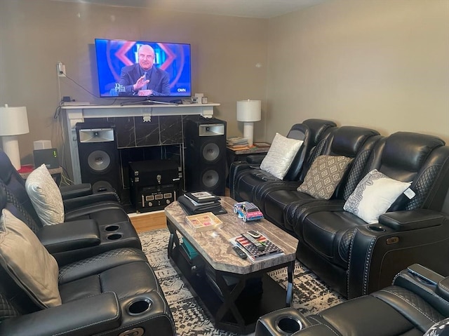 living room with light wood-type flooring