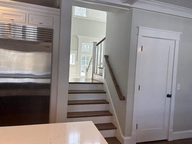 stairway with baseboards