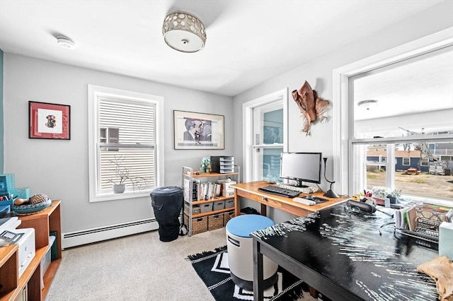 67 N End Blvd Unit 1, Salisbury, MA 01952 - office area featuring a baseboard radiator and carpet floors