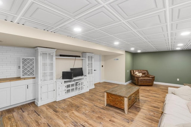 living room featuring light hardwood / wood-style floors