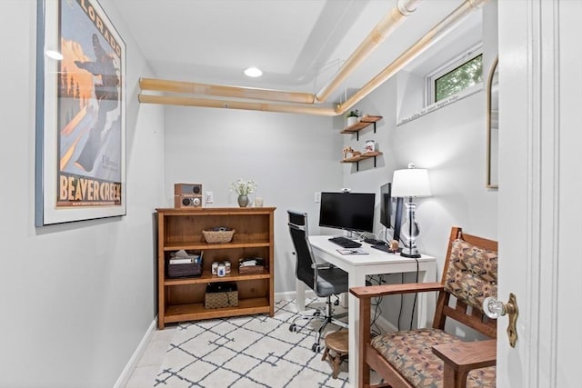 32 Oneida Rd, Winchester, MA 01890 - office area with baseboards and recessed lighting