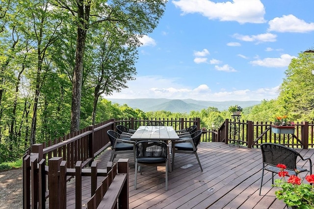 421 Legate Hill Rd, Charlemont, MA 01339 - deck with outdoor dining area and a mountain view
