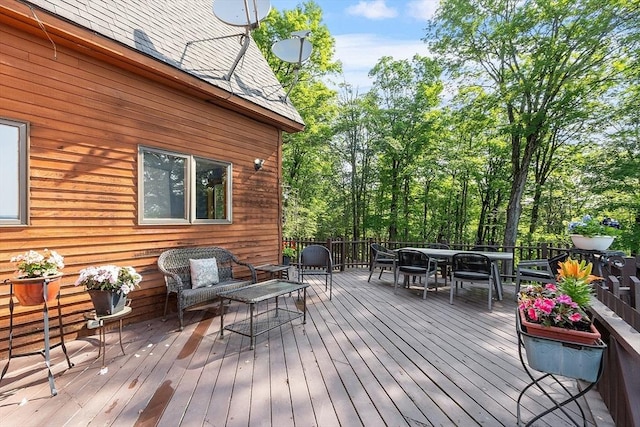 421 Legate Hill Rd, Charlemont, MA 01339 - wooden terrace with outdoor dining space