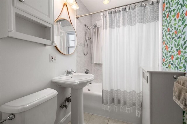 26 Edgebrook Rd, Boston, MA 02132 - bathroom with shower / bath combination with curtain and tile patterned floors