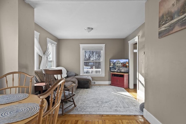 living area featuring light hardwood / wood-style floors