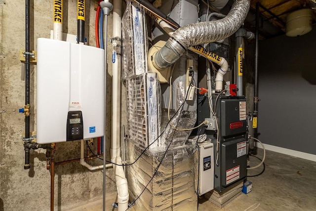 utility room with water heater