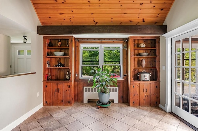 13 Clarks Rd, Amesbury, MA 01913 - entryway featuring radiator heating unit, light tile patterned floors, wood ceiling, and baseboards